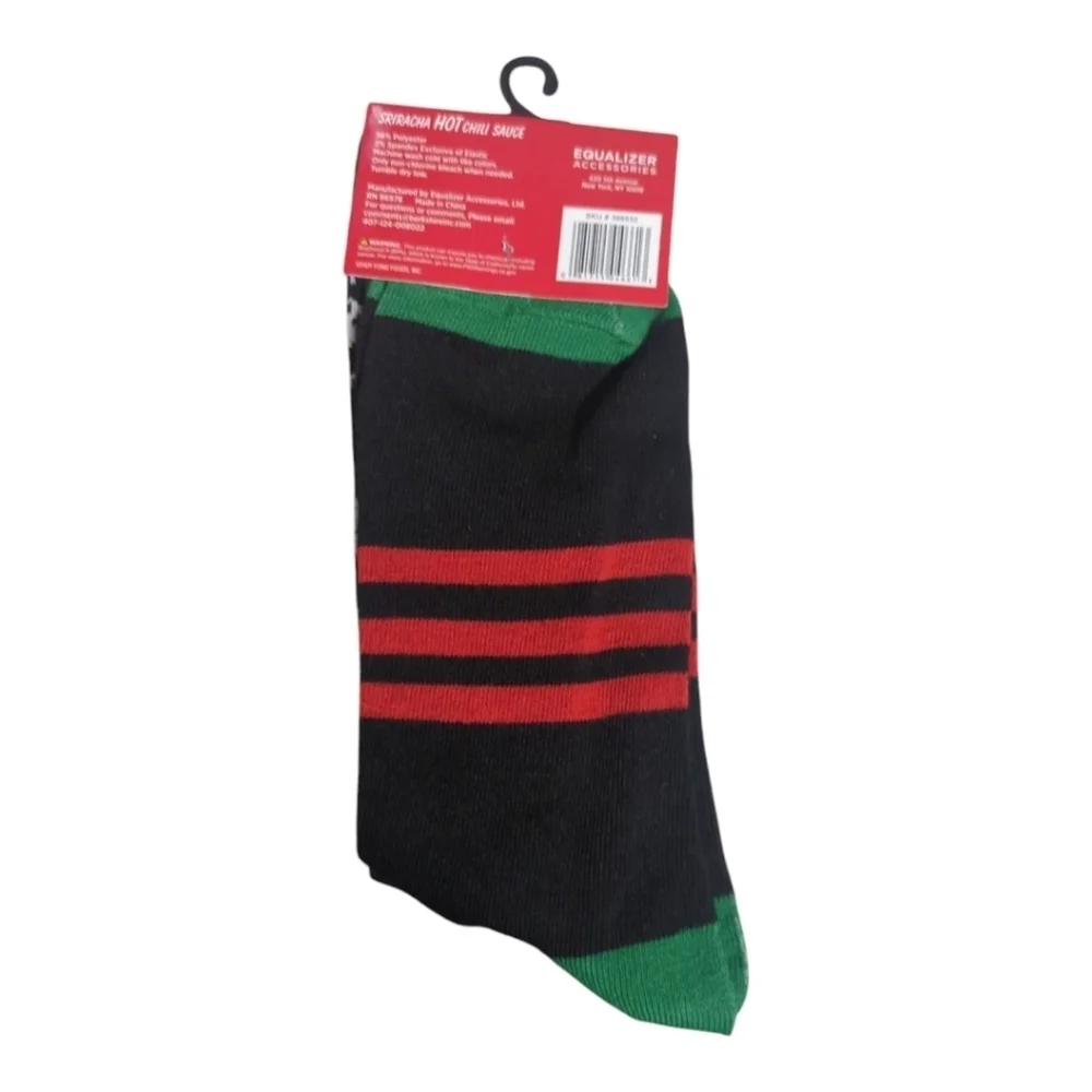 Sriracha Hot Sauce Black Rooster Crew Socks One Size Fits Most